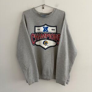 Vintage SPL 28 St Louis Rams 1999 NFC Champions Sweatshirt Gray Mens XL